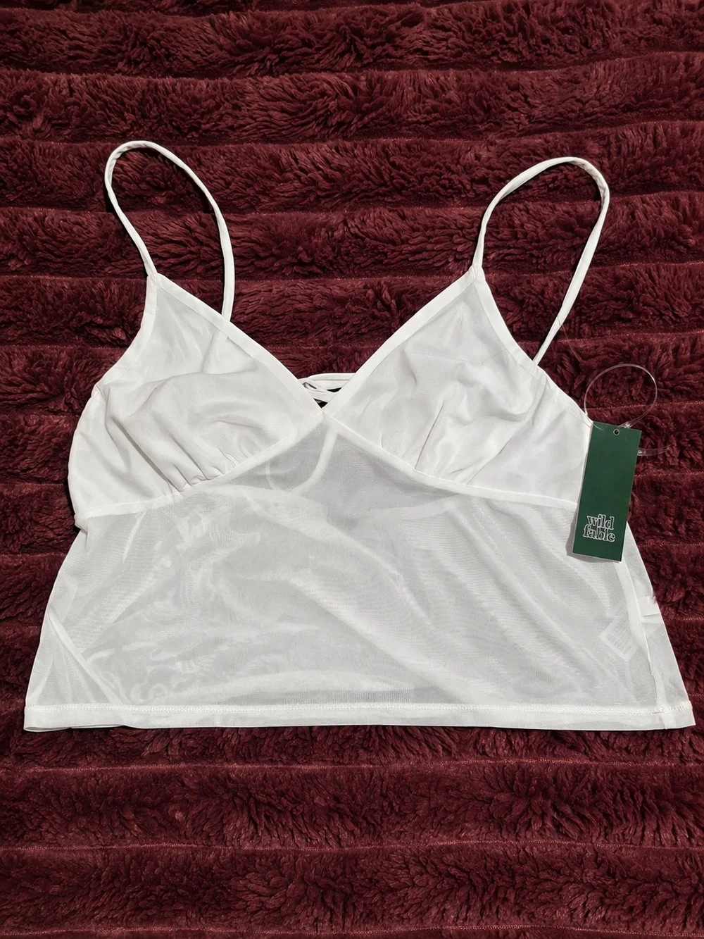 Target White Mesh Bralette Cami with Crisscross Front - Picture 2 of 3